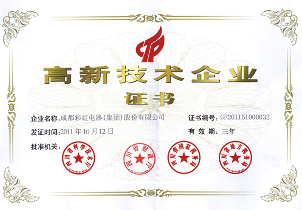 爱游戏（中国）集团高新技术企业证书