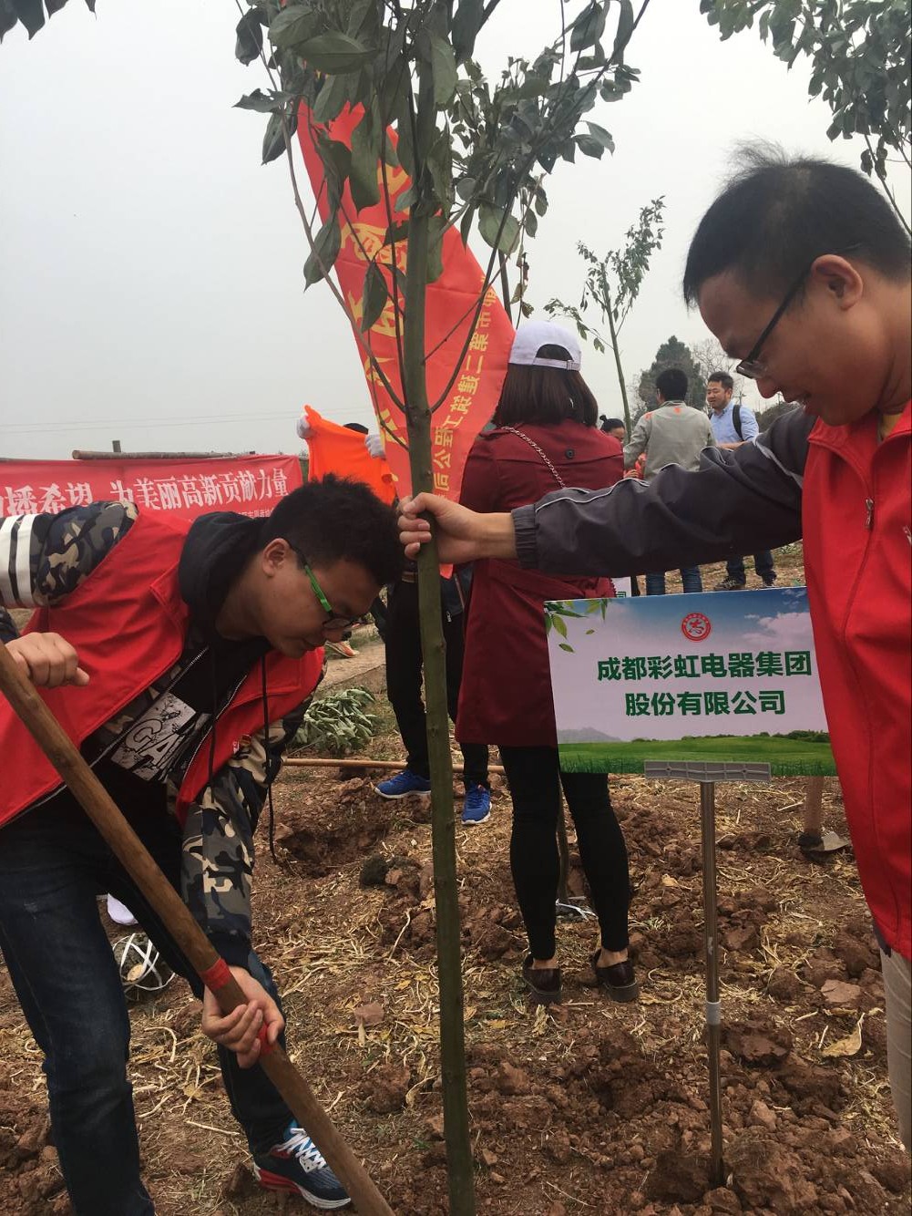 共青团成都爱游戏（中国）集团团委及团员青年代表参加高新区植树节志愿服务活动