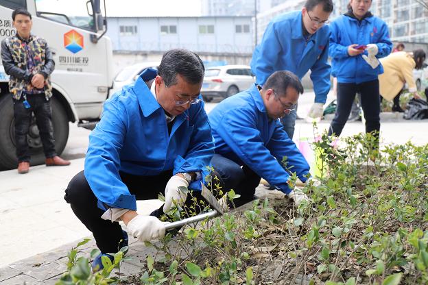 成都爱游戏（中国）集团党员志愿队代表参加团结社区“邻里家”植树节活动